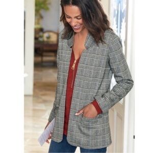 Soft Surroundings St James Houndstooth Plaid Jacket